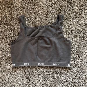 Skims Logo Rib Scoop Bralette Grey Chalk Size 3X New